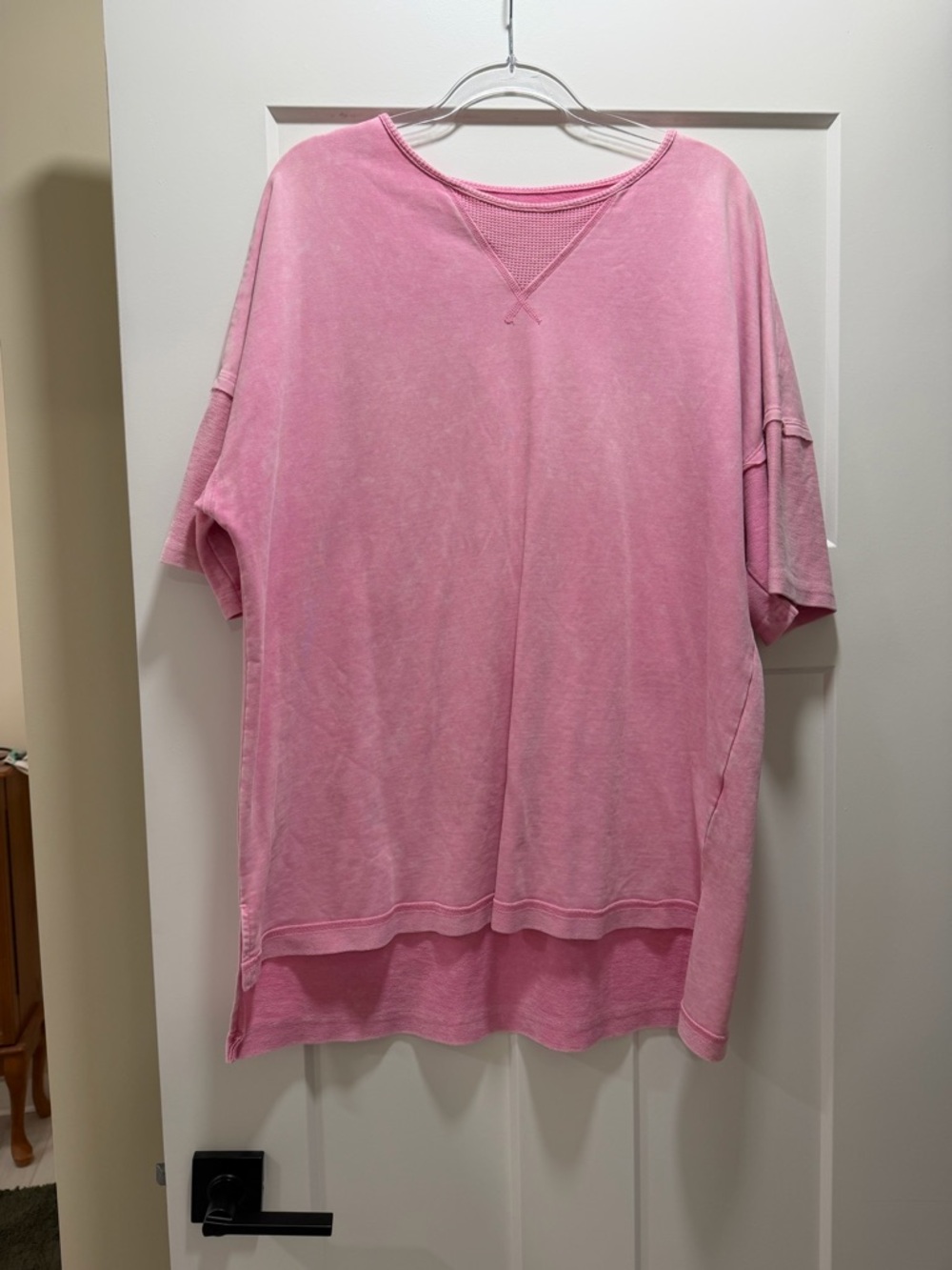 Pink Oversized Short-Sleeve Women's Top